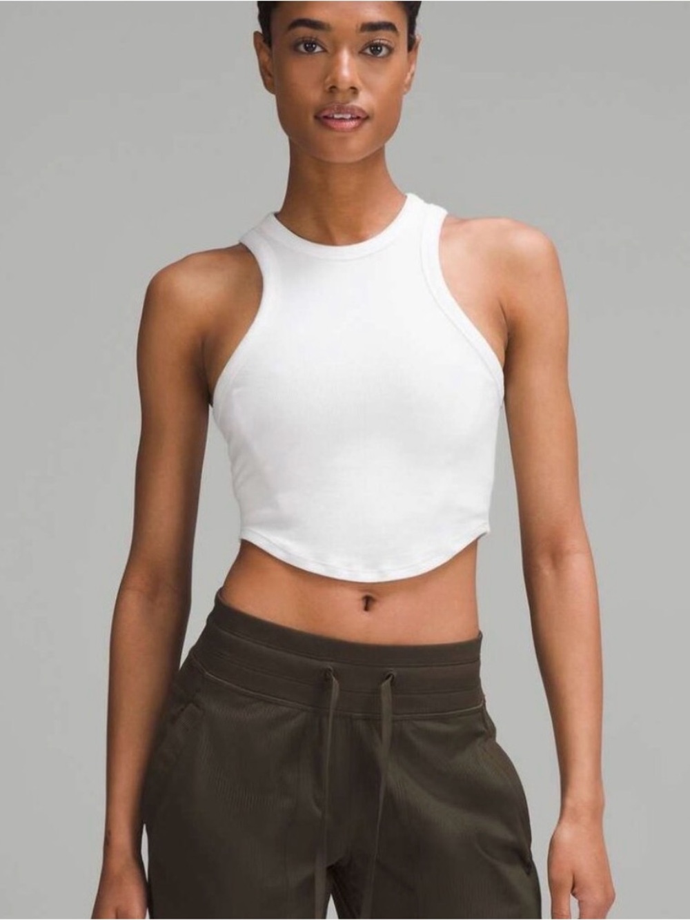 Lululemon White Racerback Cropped Tank Top - Picture 2 of 5